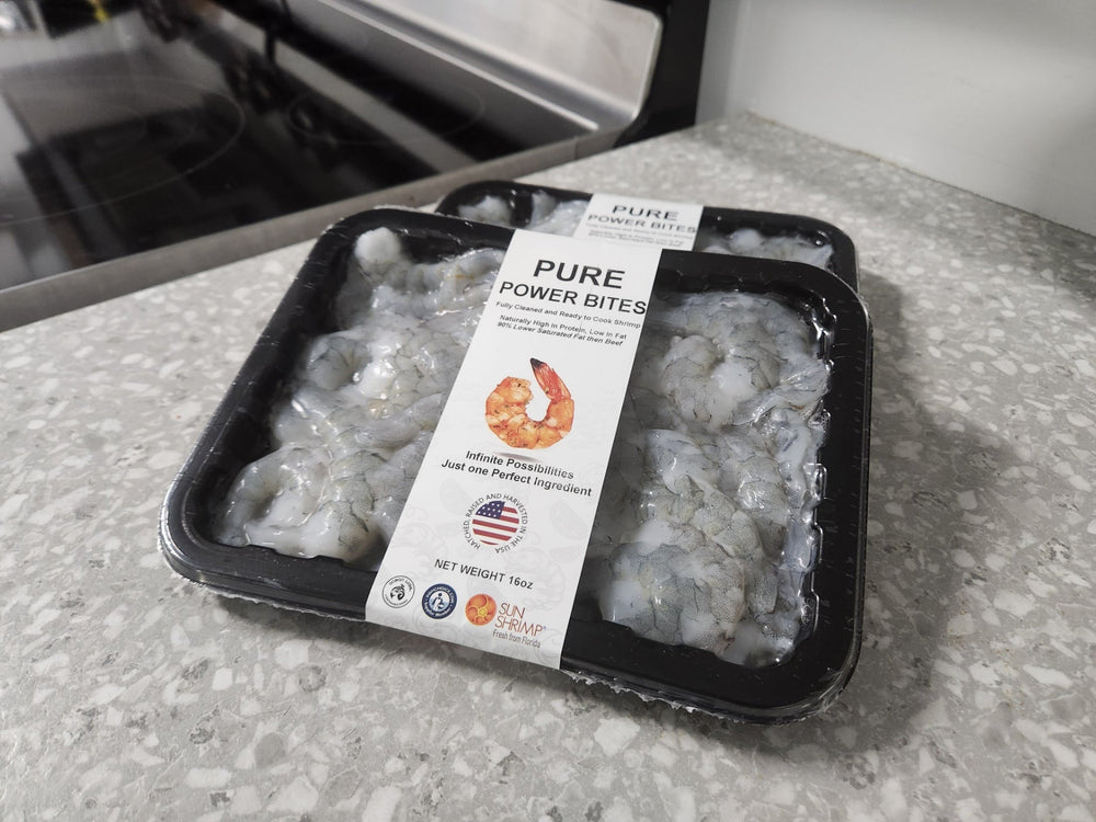 NEW- Sun Shrimp- Pure Power Bites - 25 Pounds - ONLY $11 per pound - Packed in 1 pound ready to cook packages