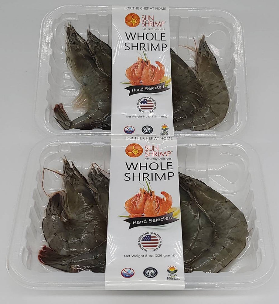 25 Pounds - Fresh Harvested Large Whole Sun Shrimp - Family 50 Tray Pack Whole Shrimp Sun Shrimp 